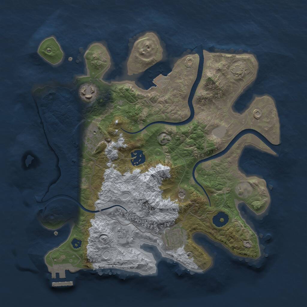 Rust Map: Procedural Map, Size: 3000, Seed: 2061858104, 9 Monuments