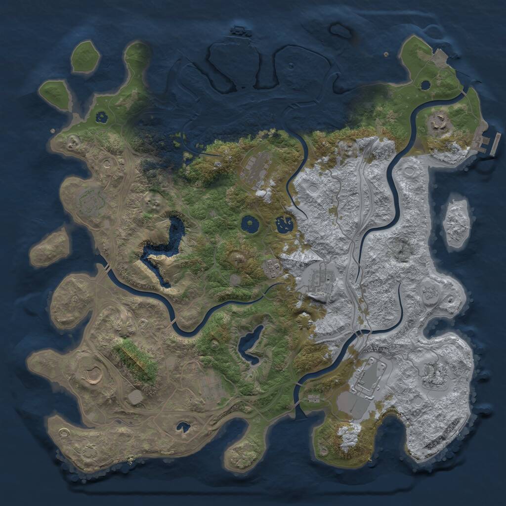 Rust Map: Procedural Map, Size: 4250, Seed: 1253657115, 16 Monuments