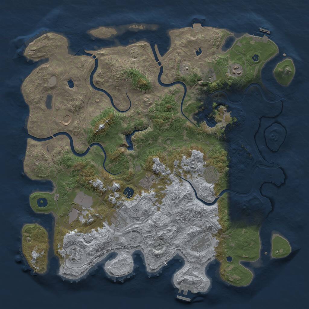 Rust Map: Procedural Map, Size: 4500, Seed: 749555344, 17 Monuments