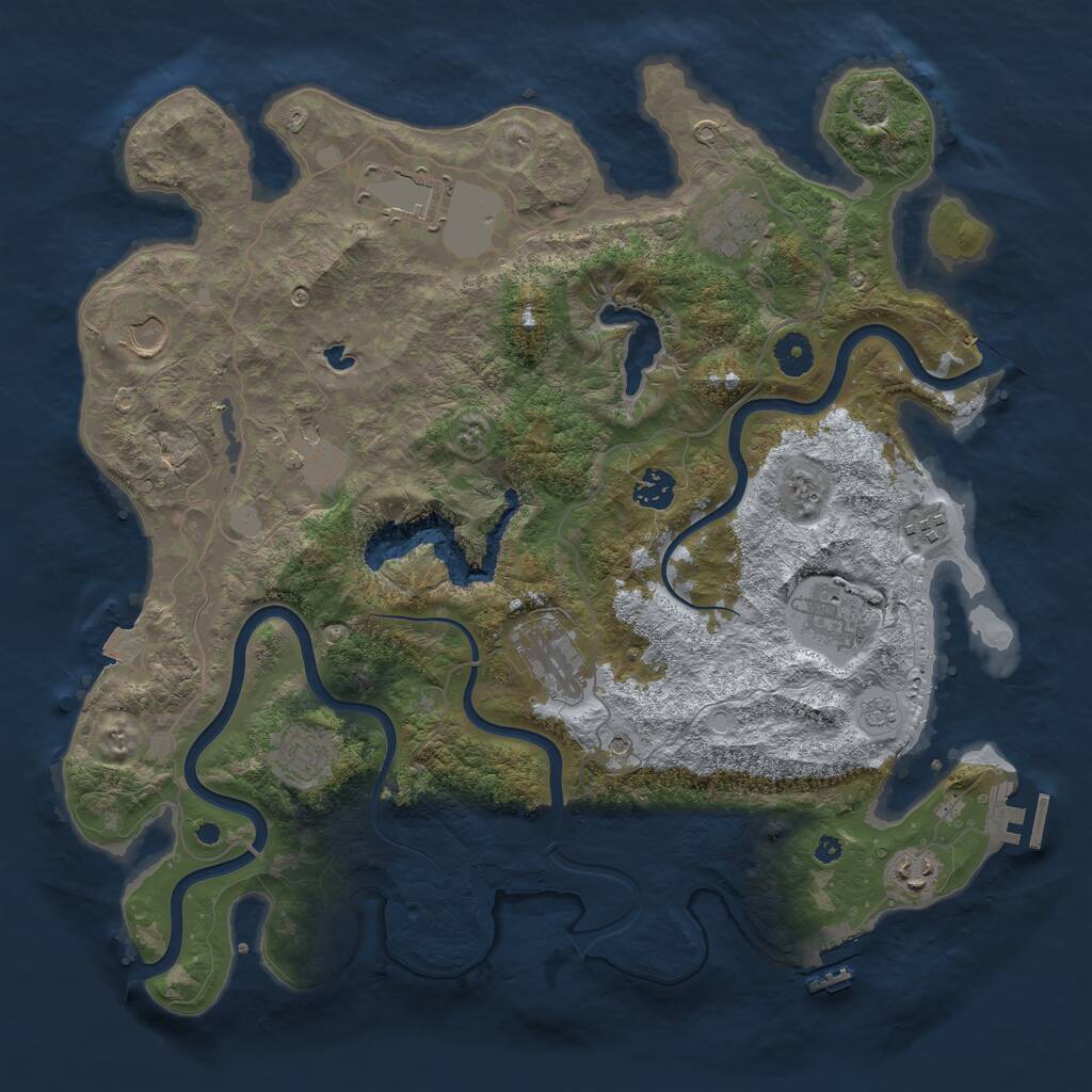 Rust Map: Procedural Map, Size: 4000, Seed: 114397, 16 Monuments