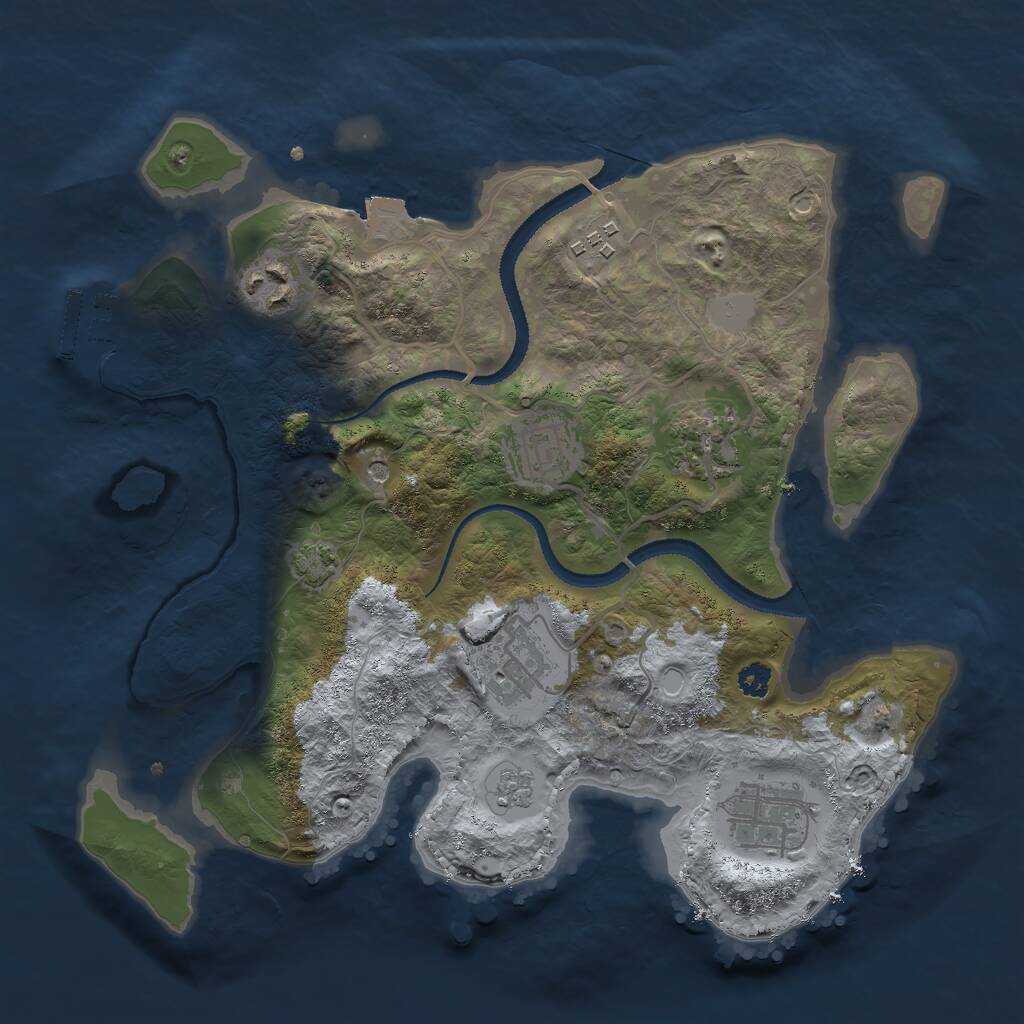 Rust Map: Procedural Map, Size: 3000, Seed: 825170, 11 Monuments