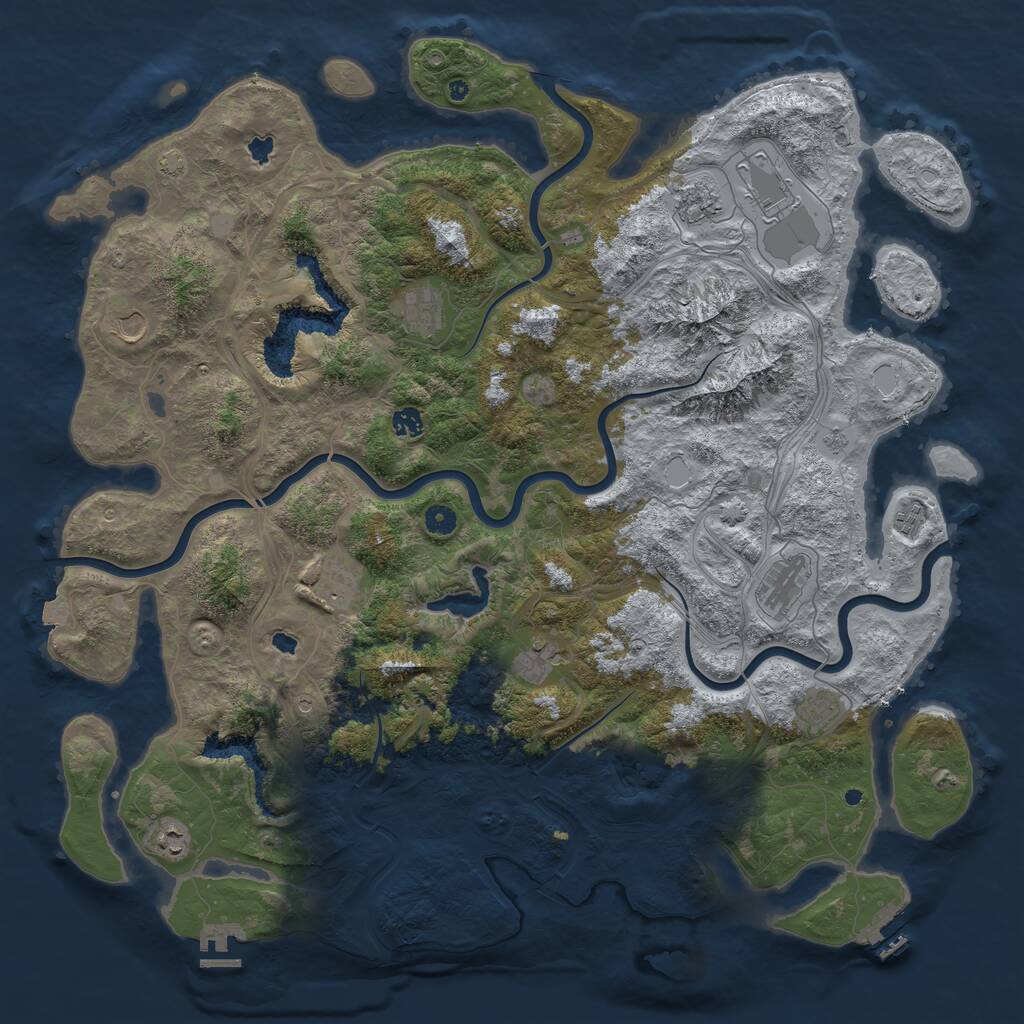 Rust Map: Procedural Map, Size: 5000, Seed: 294373908, 17 Monuments