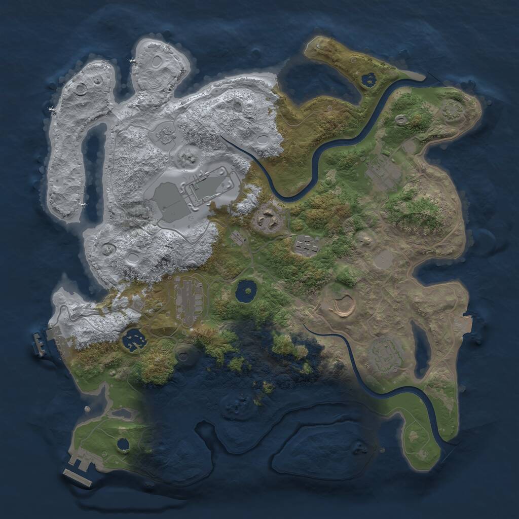 Rust Map: Procedural Map, Size: 3500, Seed: 724436, 14 Monuments