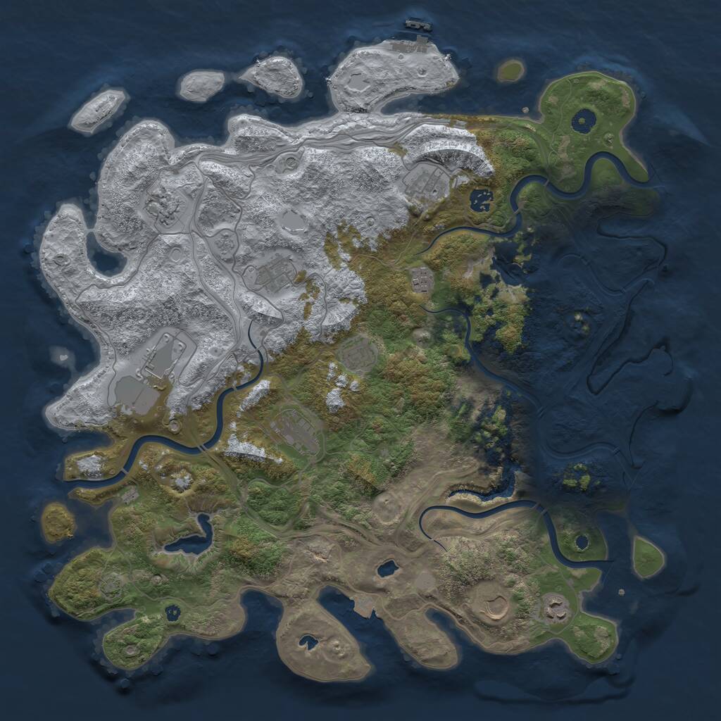 Rust Map: Procedural Map, Size: 4500, Seed: 494698, 16 Monuments