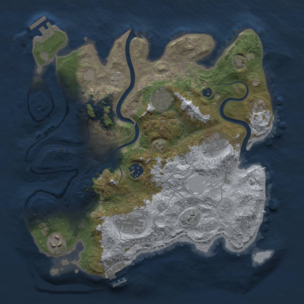 Rust Map: Procedural Map, Size: 3200, Seed: 1215414160, 12 Monuments