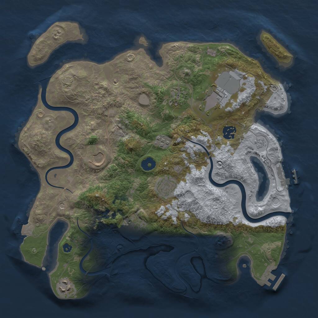 Rust Map: Procedural Map, Size: 3500, Seed: 1809768862, 14 Monuments