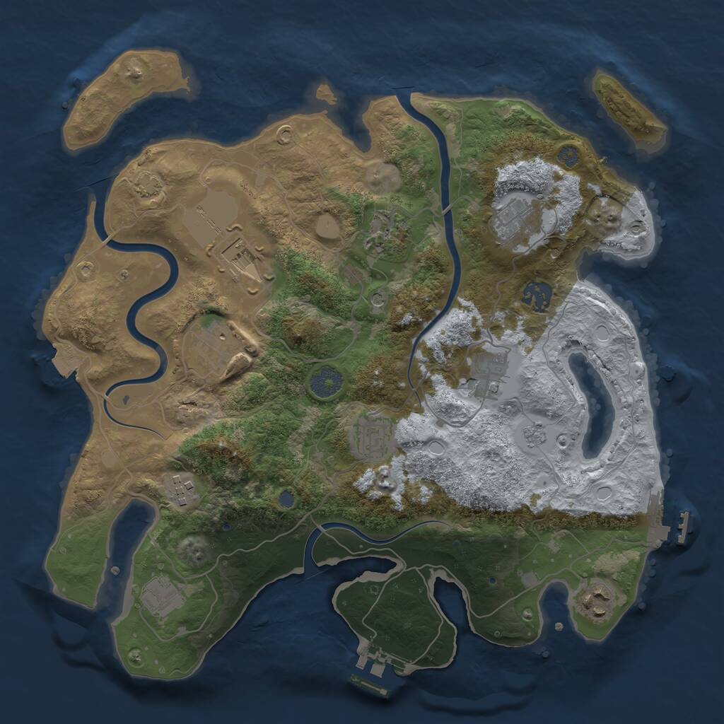 Rust Map: Procedural Map, Size: 3500, Seed: 1809768862, 17 Monuments
