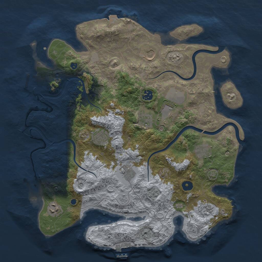 Rust Map: Procedural Map, Size: 3750, Seed: 914706, 16 Monuments