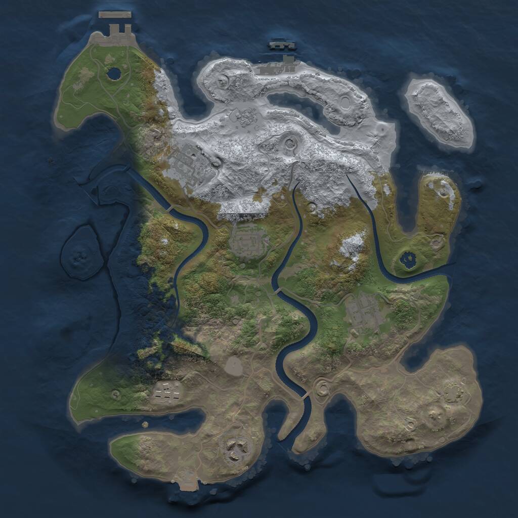 Rust Map: Procedural Map, Size: 3200, Seed: 444894949, 11 Monuments