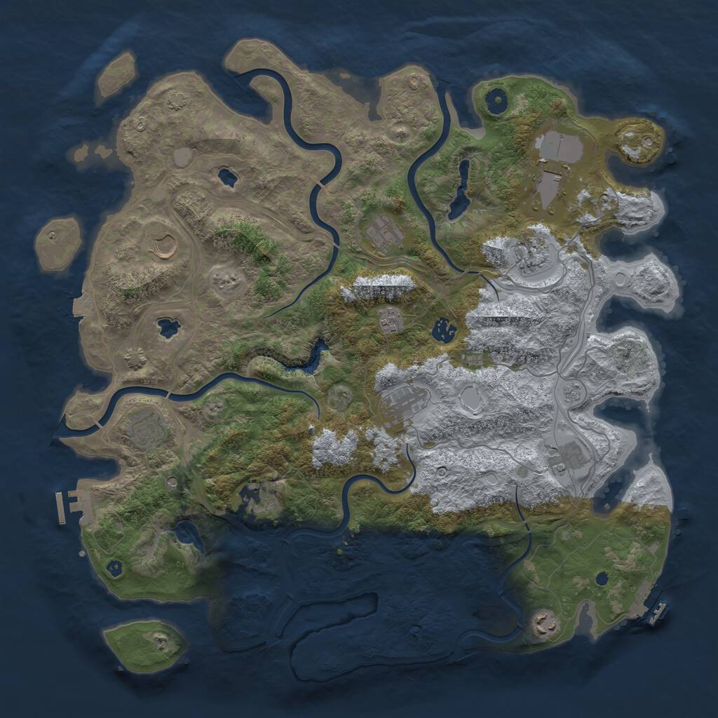 Rust Map: Procedural Map, Size: 4500, Seed: 729176, 17 Monuments