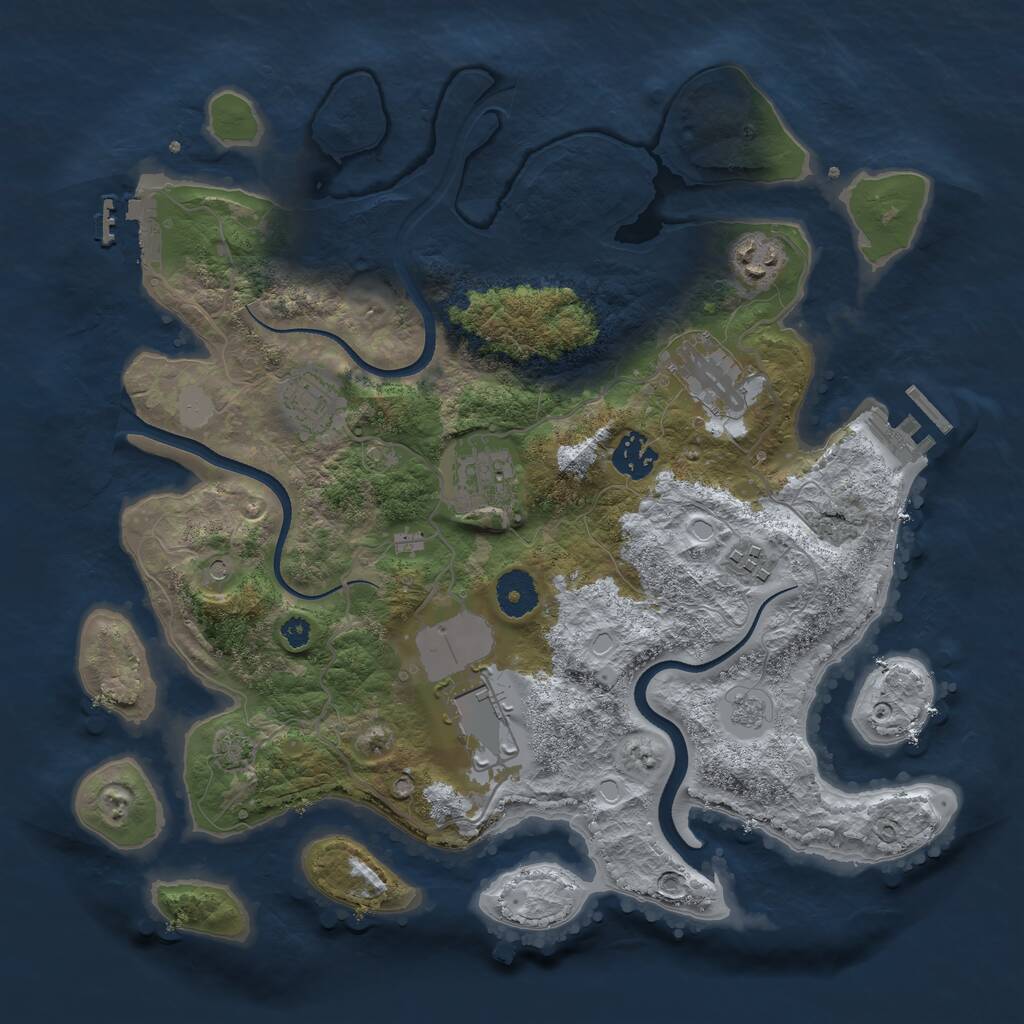 Rust Map: Procedural Map, Size: 3500, Seed: 1217115090, 13 Monuments