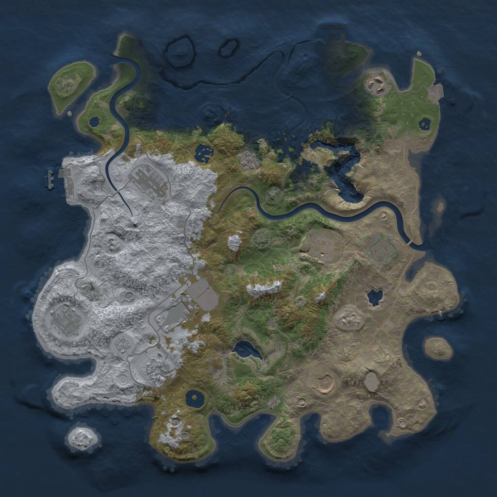 Rust Map: Procedural Map, Size: 4000, Seed: 61851, 16 Monuments