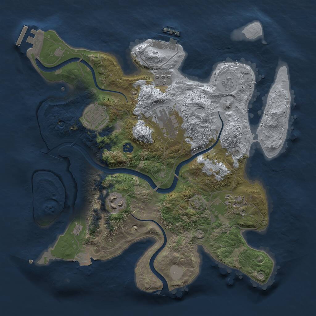 Rust Map: Procedural Map, Size: 3000, Seed: 1063684217, 10 Monuments