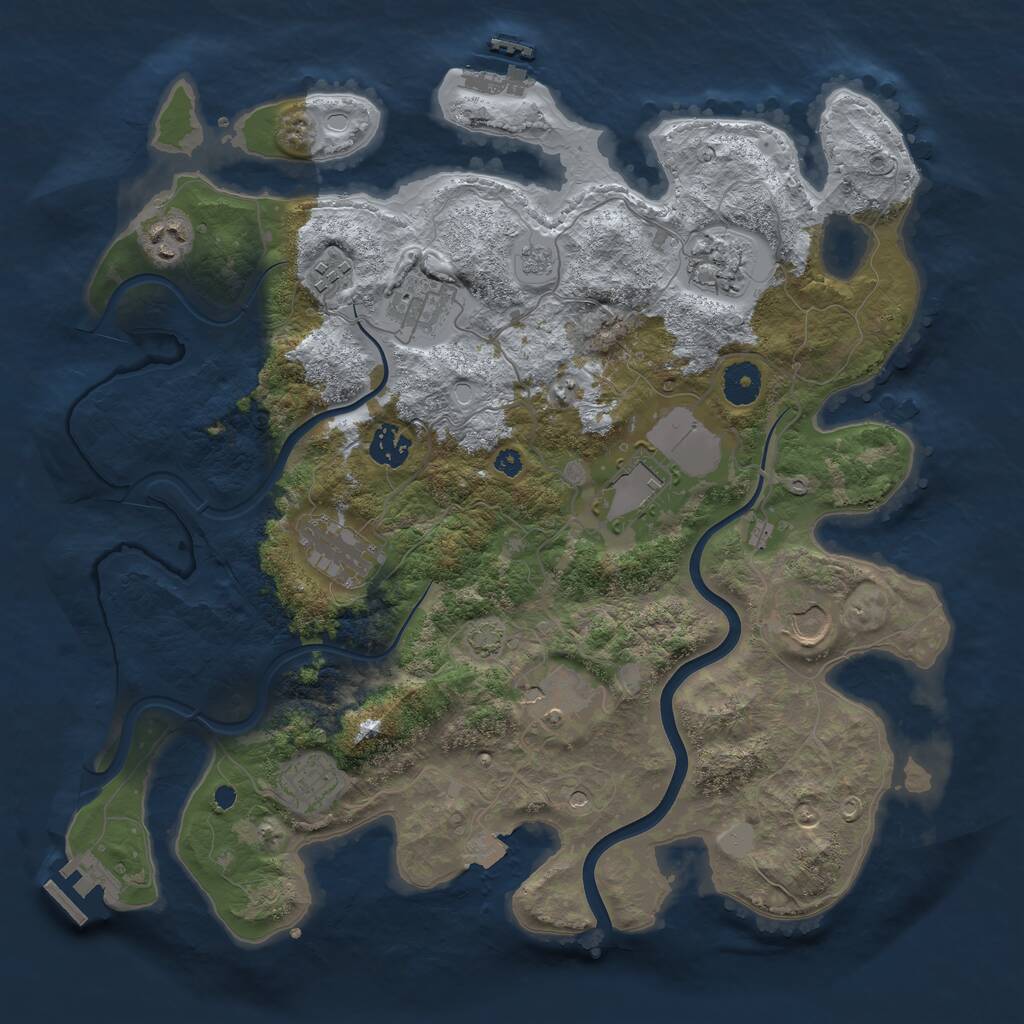Rust Map: Procedural Map, Size: 3750, Seed: 2007086292, 16 Monuments