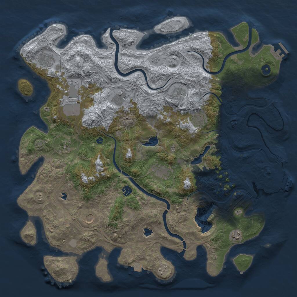 Rust Map: Procedural Map, Size: 4500, Seed: 172711289, 17 Monuments