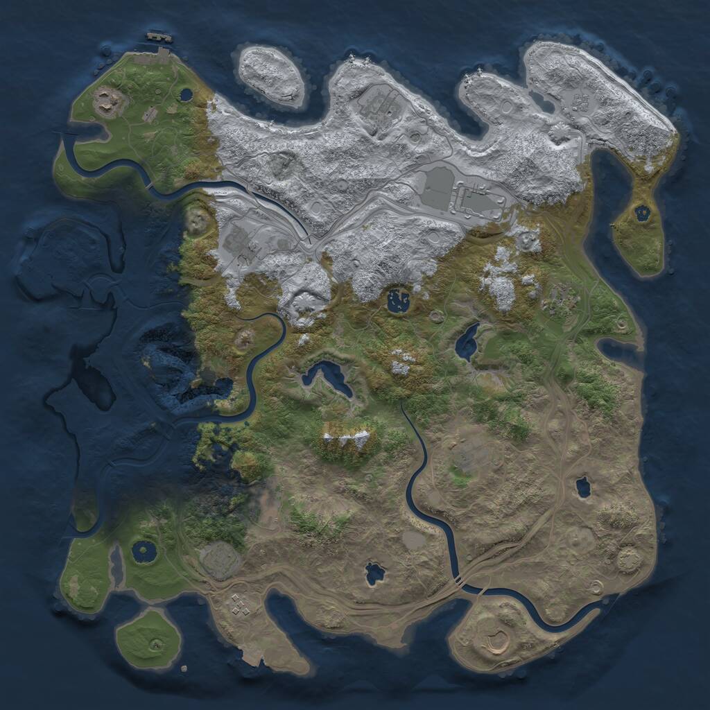 Rust Map: Procedural Map, Size: 4500, Seed: 1299953954, 17 Monuments