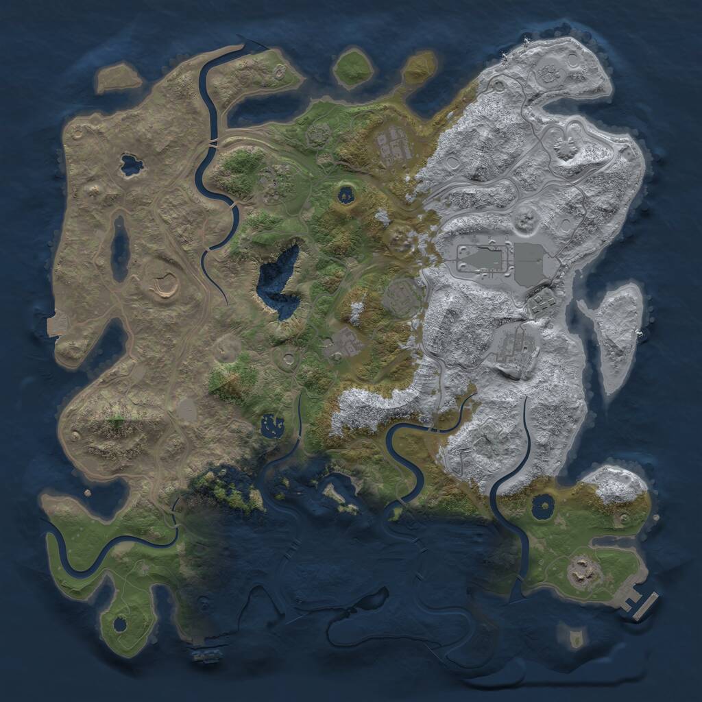 Rust Map: Procedural Map, Size: 4250, Seed: 654621425, 16 Monuments