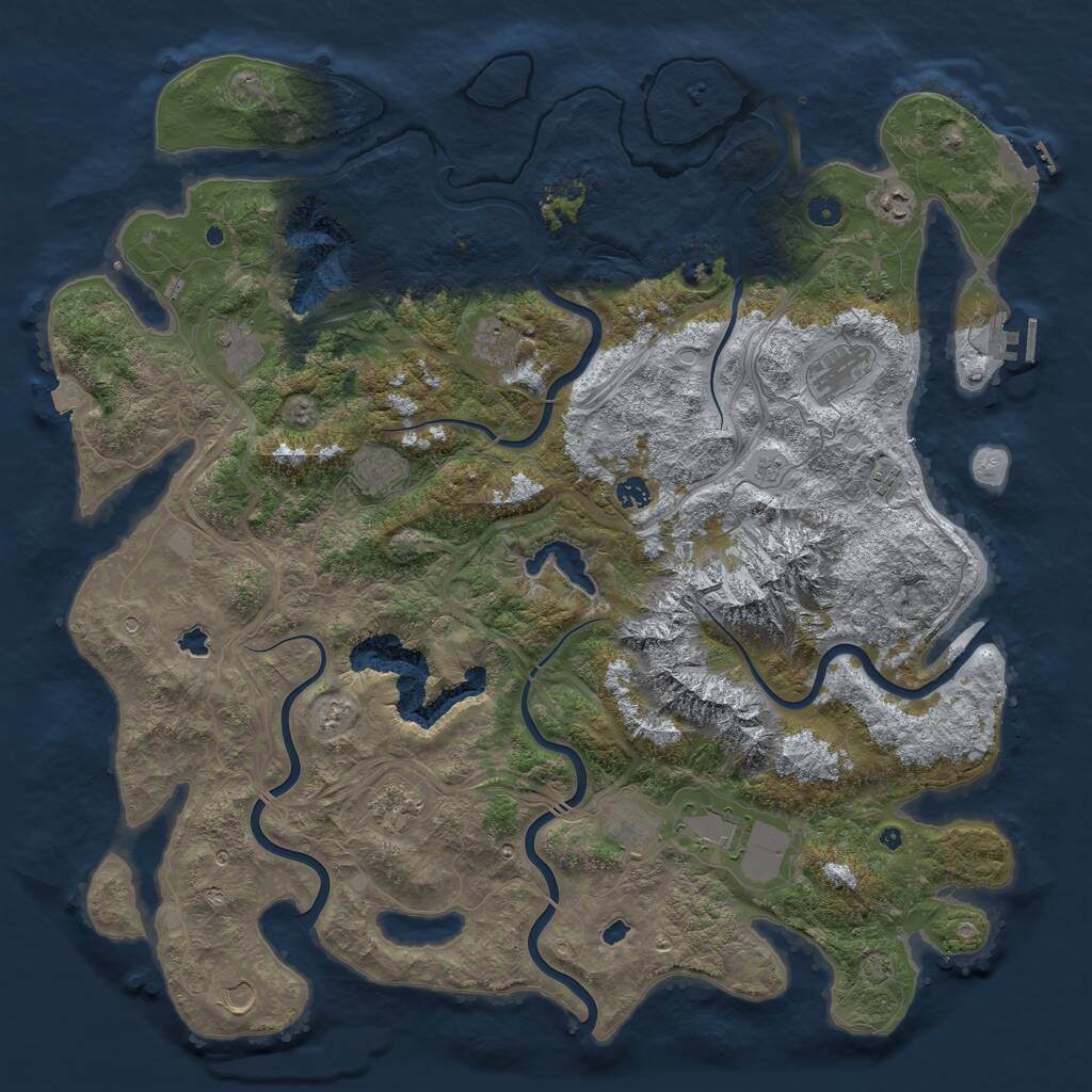 Rust Map: Procedural Map, Size: 5000, Seed: 1689305687, 17 Monuments