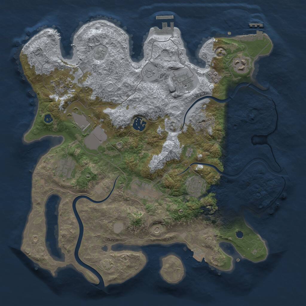 Rust Map: Procedural Map, Size: 3500, Seed: 2125459609, 15 Monuments