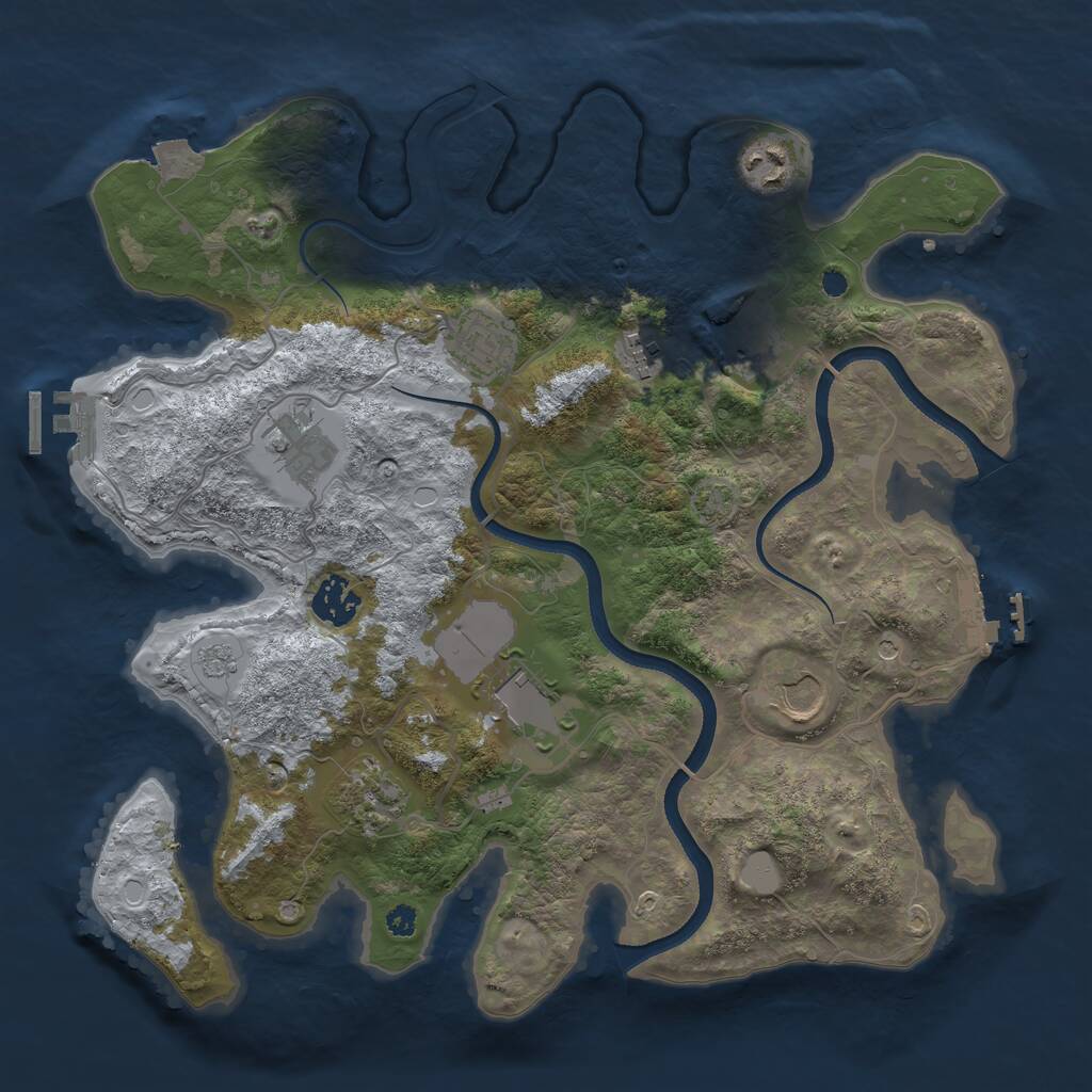 Rust Map: Procedural Map, Size: 3500, Seed: 258334, 15 Monuments