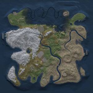 Thumbnail Rust Map: Procedural Map, Size: 3500, Seed: 258334, 15 Monuments