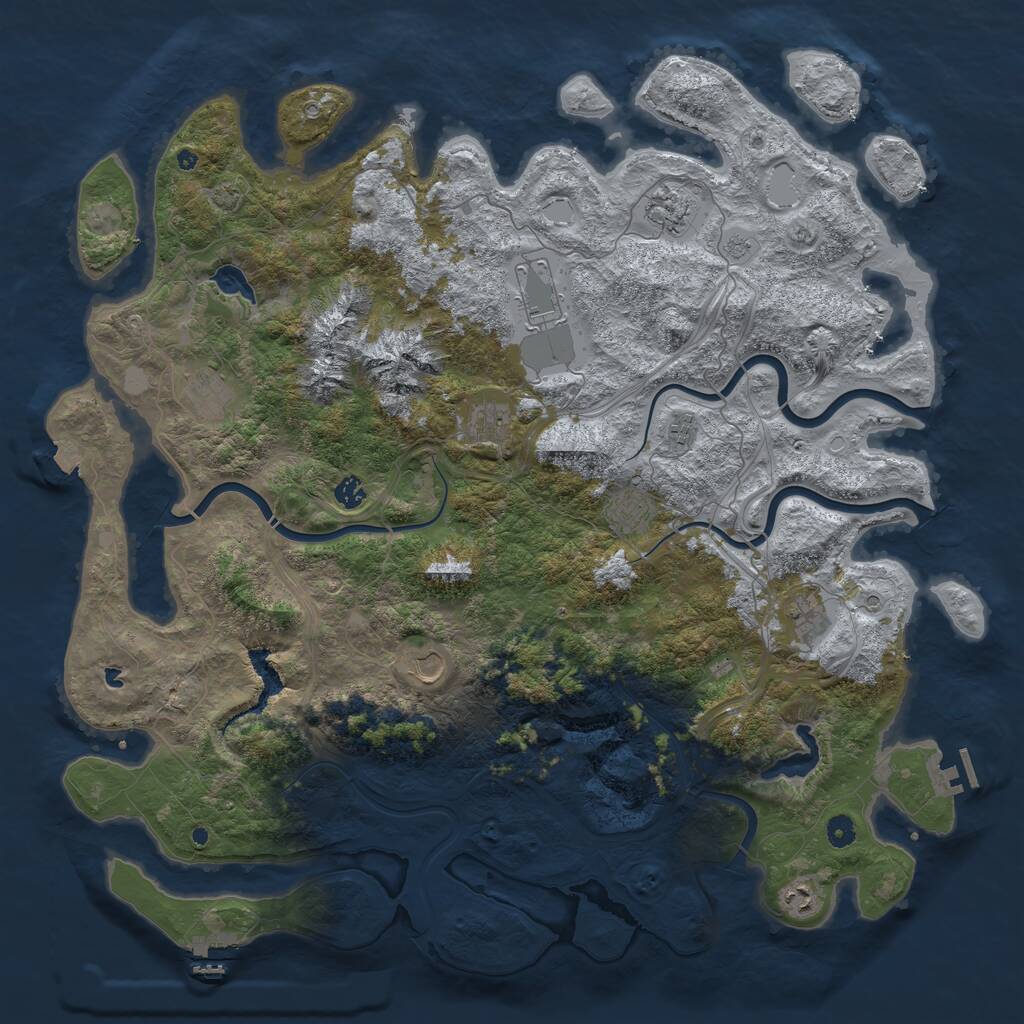 Rust Map: Procedural Map, Size: 5000, Seed: 89134, 16 Monuments