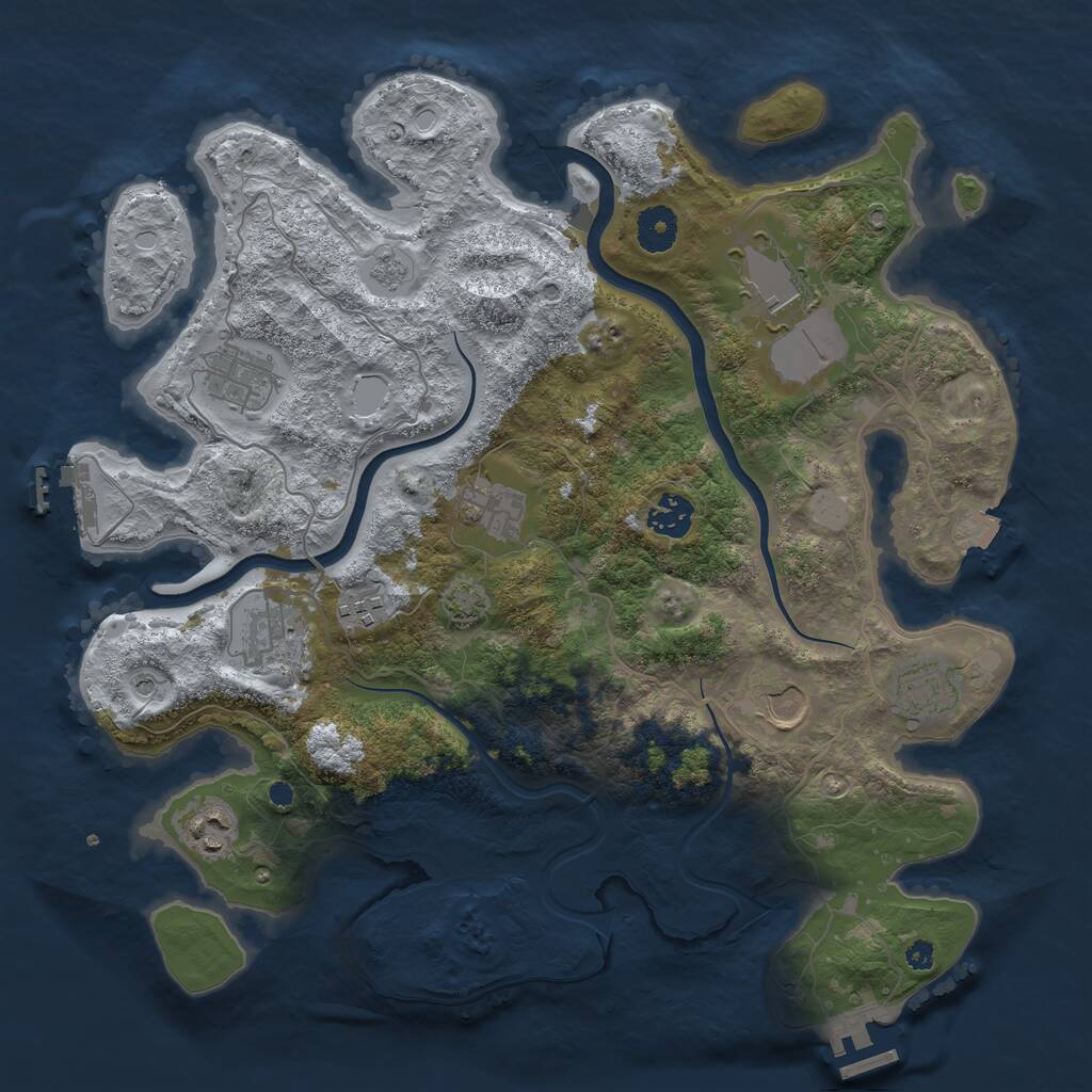 Rust Map: Procedural Map, Size: 3700, Seed: 2107859920, 15 Monuments