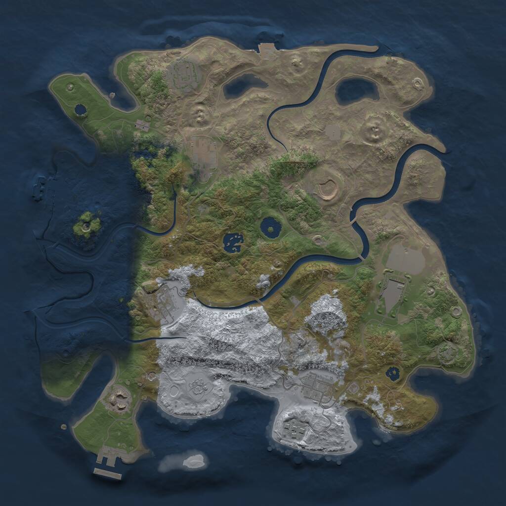 Rust Map: Procedural Map, Size: 3650, Seed: 2863, 15 Monuments