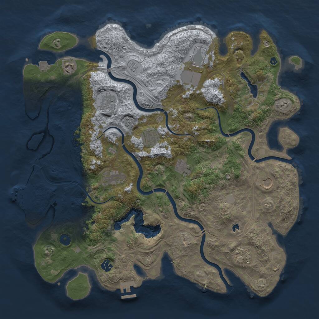 Rust Map: Procedural Map, Size: 4300, Seed: 1136889459, 16 Monuments