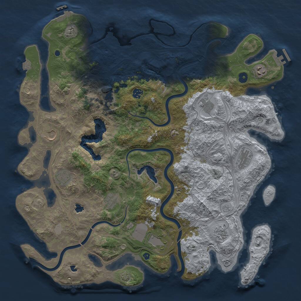 Rust Map: Procedural Map, Size: 4500, Seed: 124785, 17 Monuments