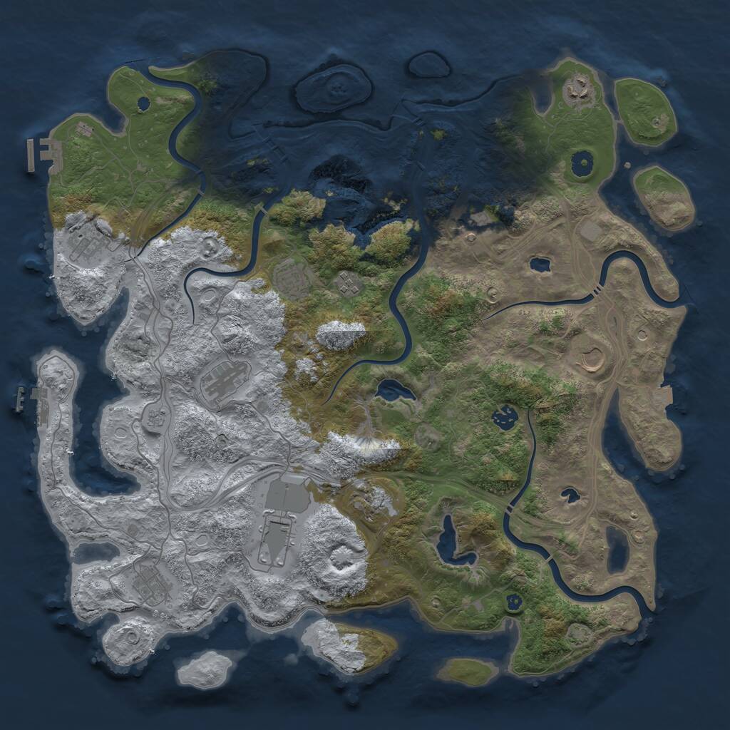Rust Map: Procedural Map, Size: 4500, Seed: 2105327086, 17 Monuments