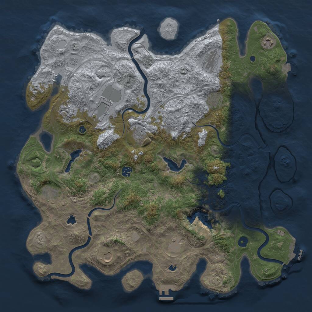 Rust Map: Procedural Map, Size: 4500, Seed: 2744, 17 Monuments