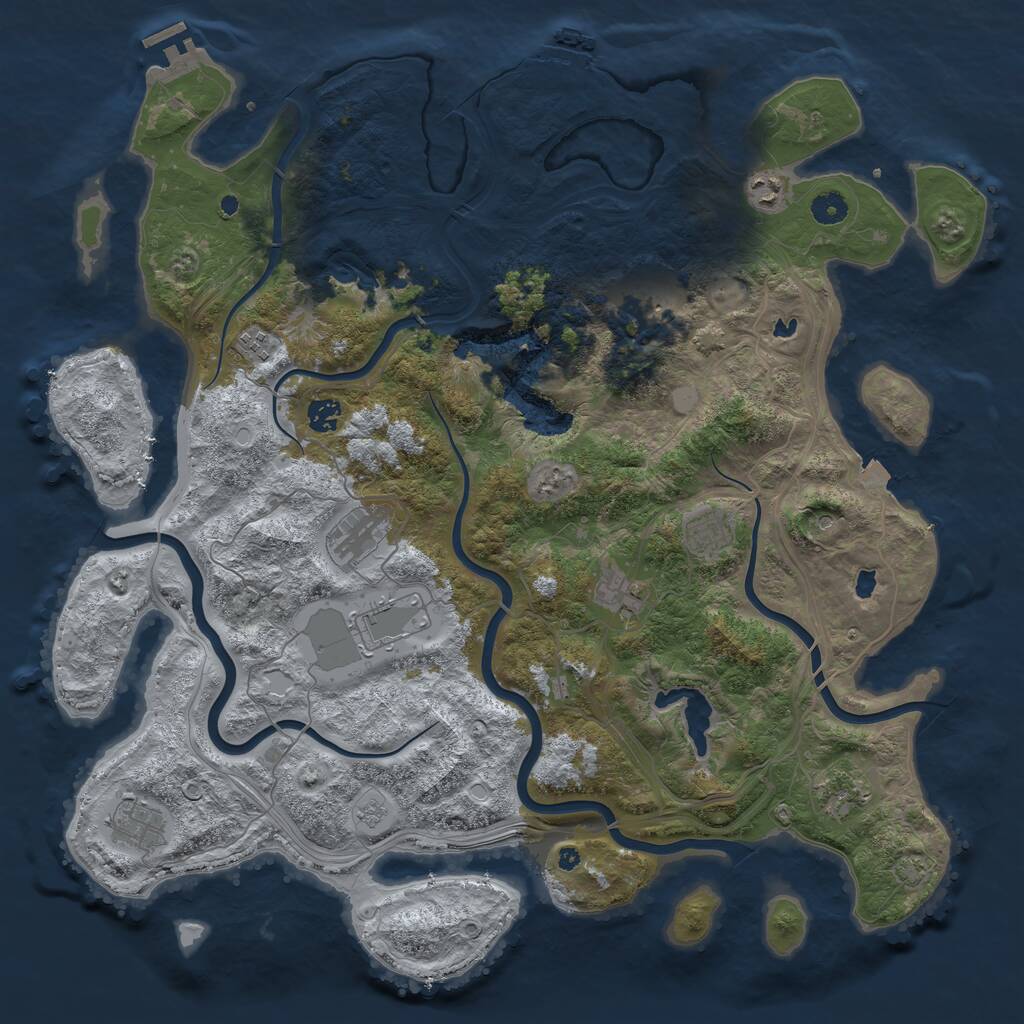 Rust Map: Procedural Map, Size: 4500, Seed: 25145, 16 Monuments