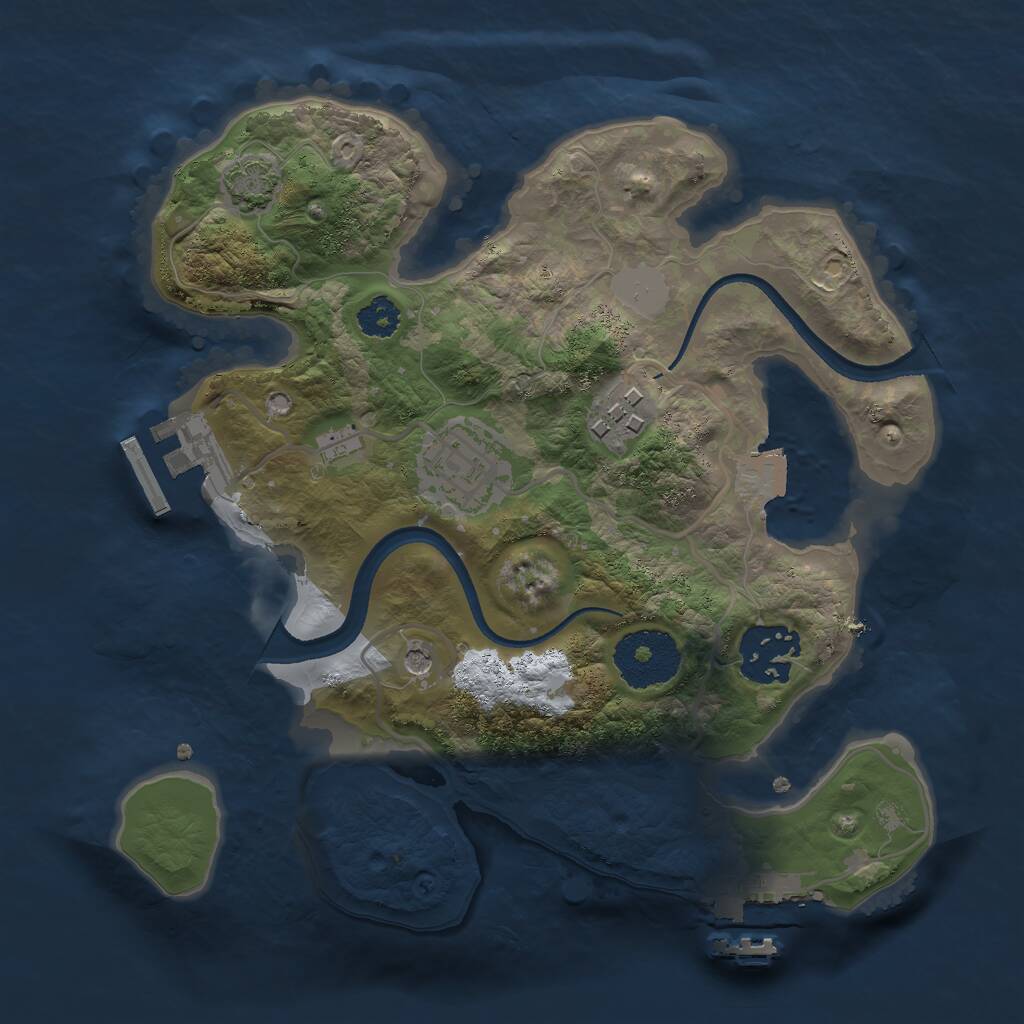 Rust Map: Procedural Map, Size: 2500, Seed: 444555, 8 Monuments