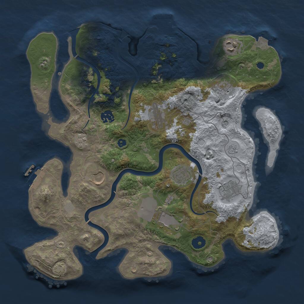 Rust Map: Procedural Map, Size: 3500, Seed: 1977557381, 15 Monuments