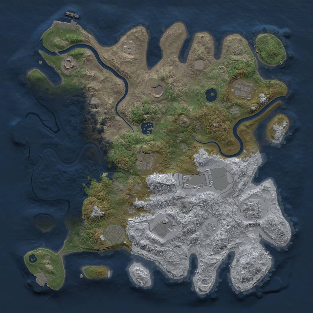 Rust Map: Procedural Map, Size: 3700, Seed: 836044762, 16 Monuments