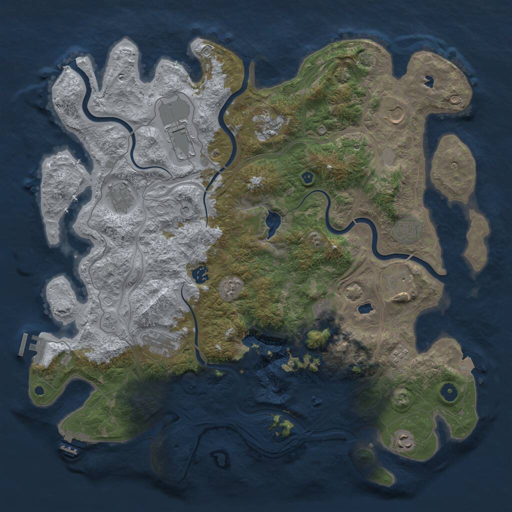 Rust Map: Procedural Map, Size: 4500, Seed: 869626348, 17 Monuments