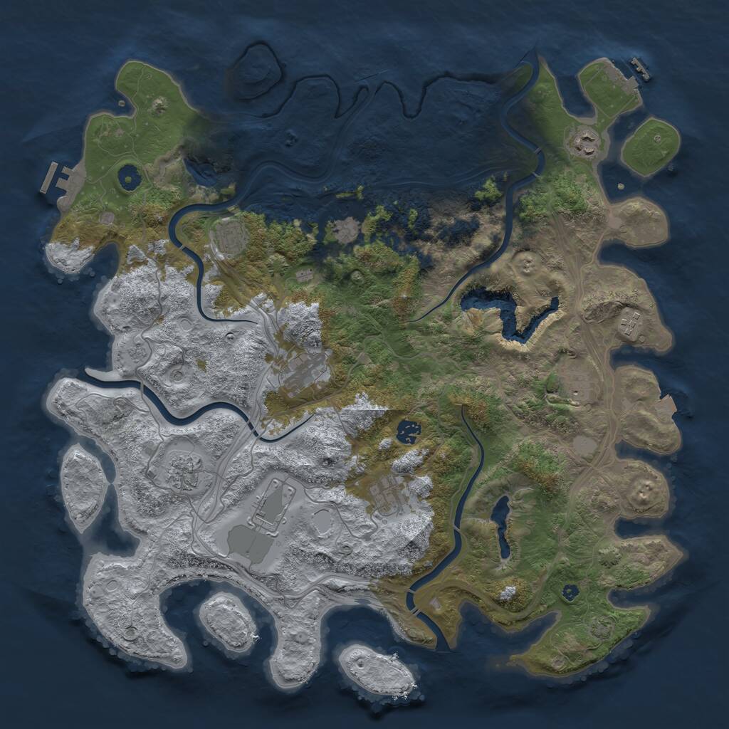 Rust Map: Procedural Map, Size: 4500, Seed: 356778432, 16 Monuments