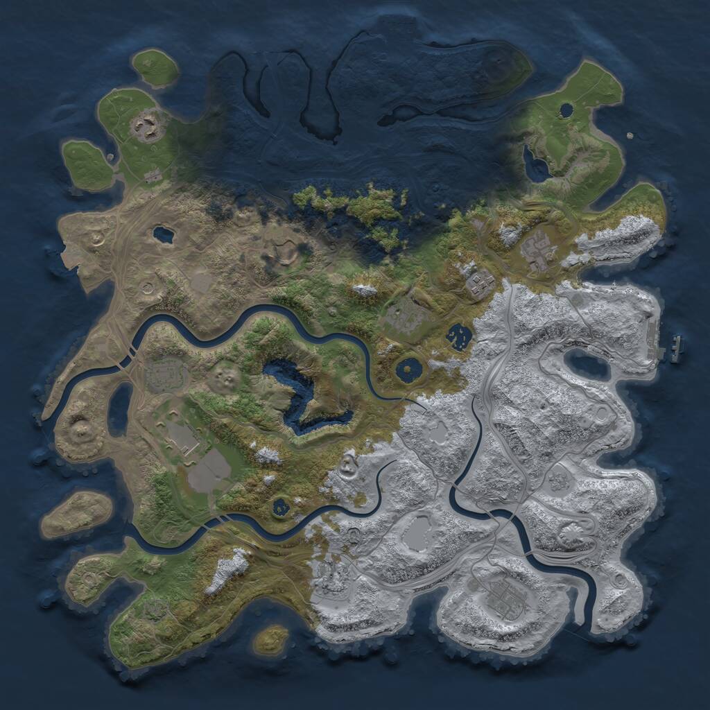 Rust Map: Procedural Map, Size: 4250, Seed: 85438477, 16 Monuments