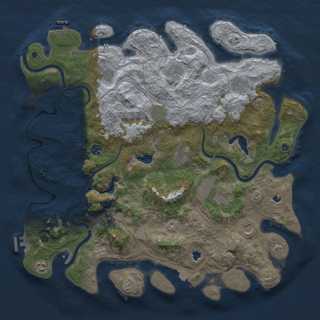 Rust Map: Procedural Map, Size: 4500, Seed: 103710905, 16 Monuments