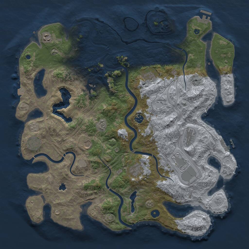 Rust Map: Procedural Map, Size: 4450, Seed: 49273, 16 Monuments