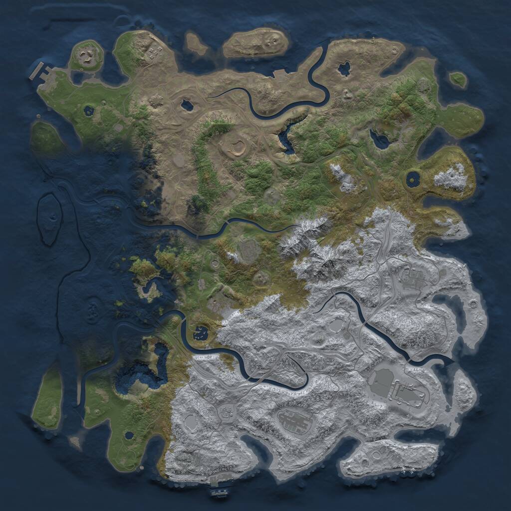 Rust Map: Procedural Map, Size: 5000, Seed: 39263212, 17 Monuments
