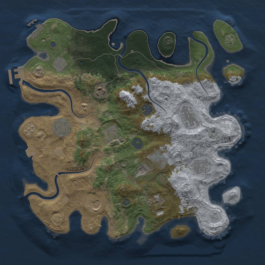 Rust Map: Procedural Map, Size: 3650, Seed: 51738432, 18 Monuments