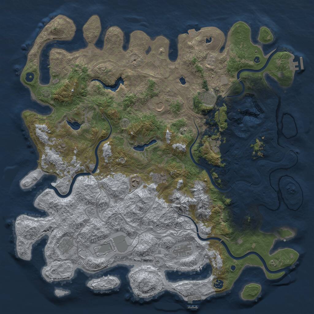 Rust Map: Procedural Map, Size: 5000, Seed: 9032026, 17 Monuments