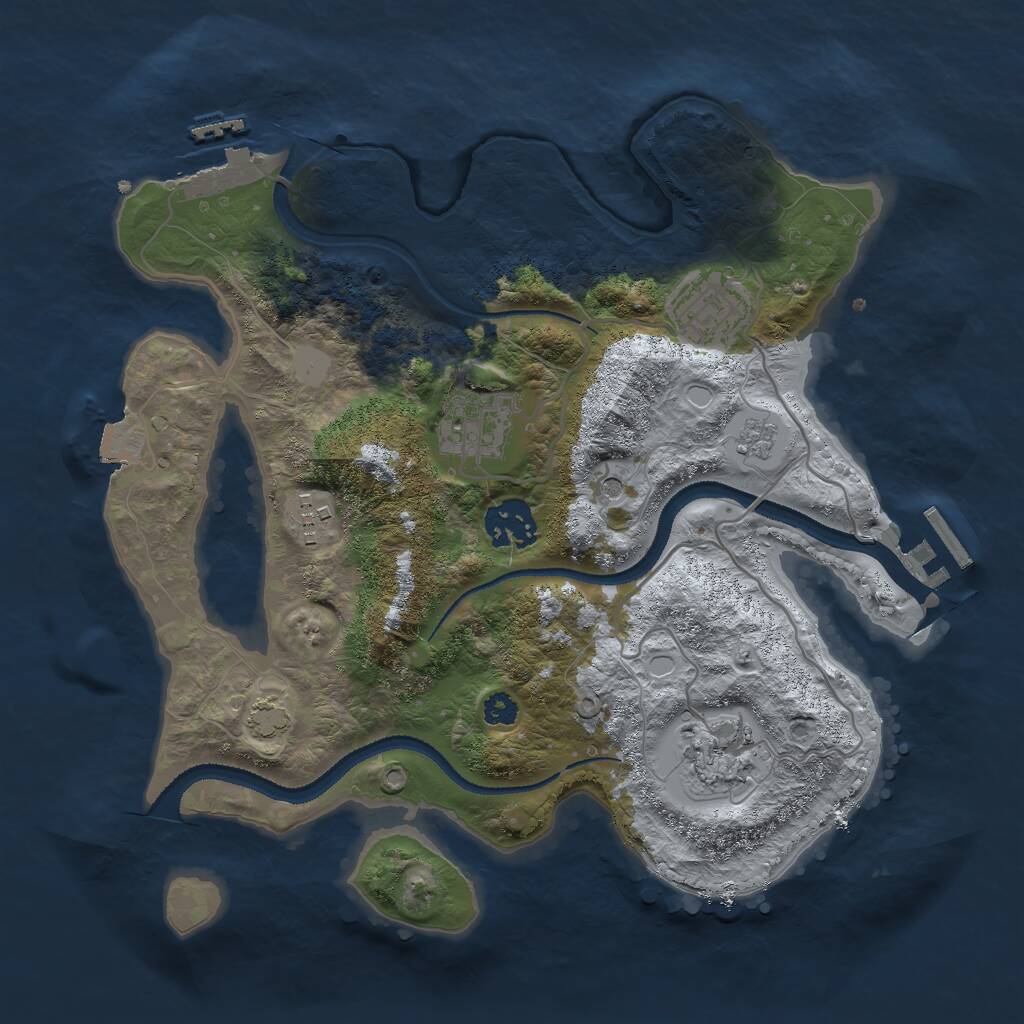 Rust Map: Procedural Map, Size: 3000, Seed: 690833015, 11 Monuments