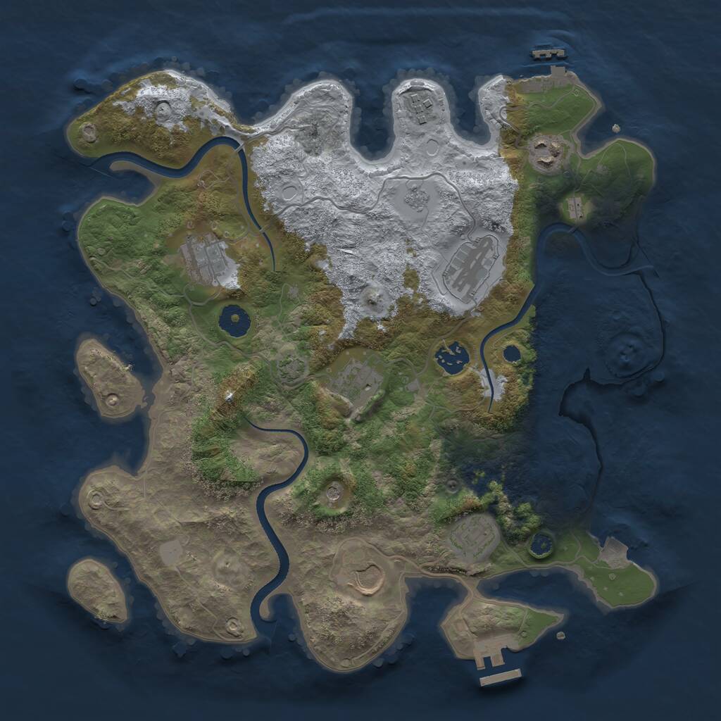 Rust Map: Procedural Map, Size: 3500, Seed: 672555520, 14 Monuments