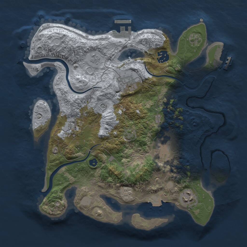 Rust Map: Procedural Map, Size: 3000, Seed: 42567, 12 Monuments