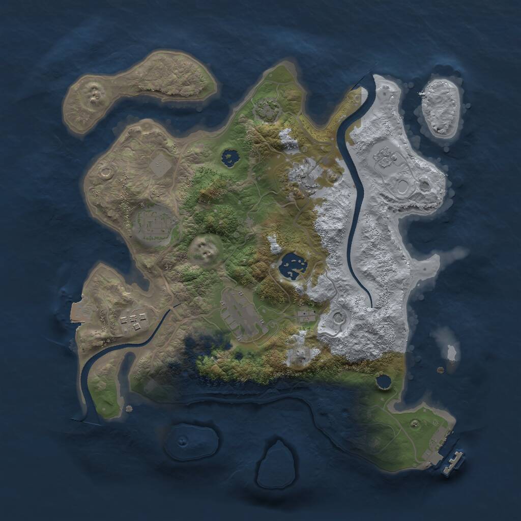 Rust Map: Procedural Map, Size: 3000, Seed: 949215512, 10 Monuments