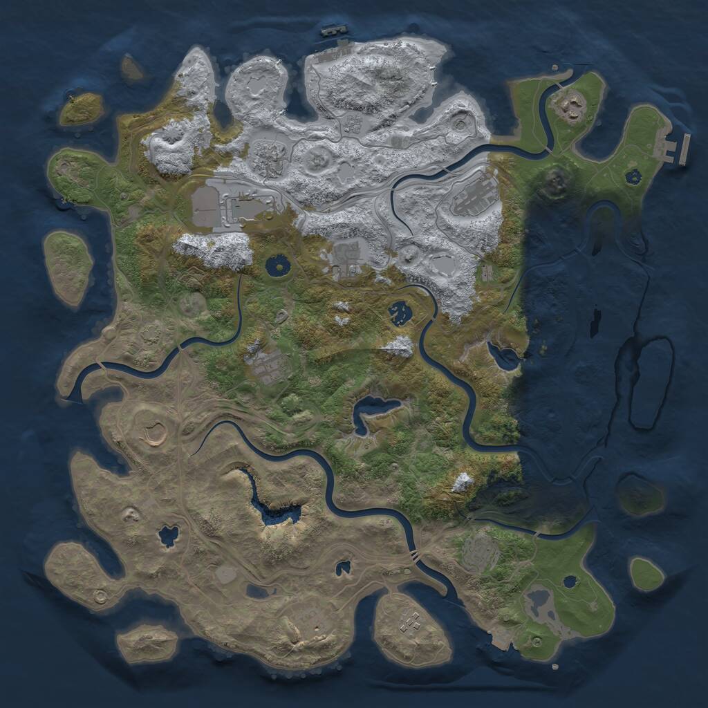 Rust Map: Procedural Map, Size: 4500, Seed: 2140012376, 17 Monuments