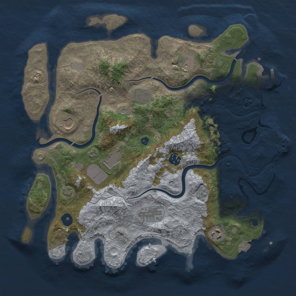 Rust Map: Procedural Map, Size: 3750, Seed: 1649777665, 14 Monuments
